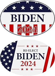 Democrat Joe Biden 2024 Bumper Magnets – 2024 American Presidential Election, USA Flag Stars Blue and Red – for Cars, Trucks, Vehicles (Durable, Magnetic, Waterproof) | 4" x 6" | 2 per Pack (Set 2)