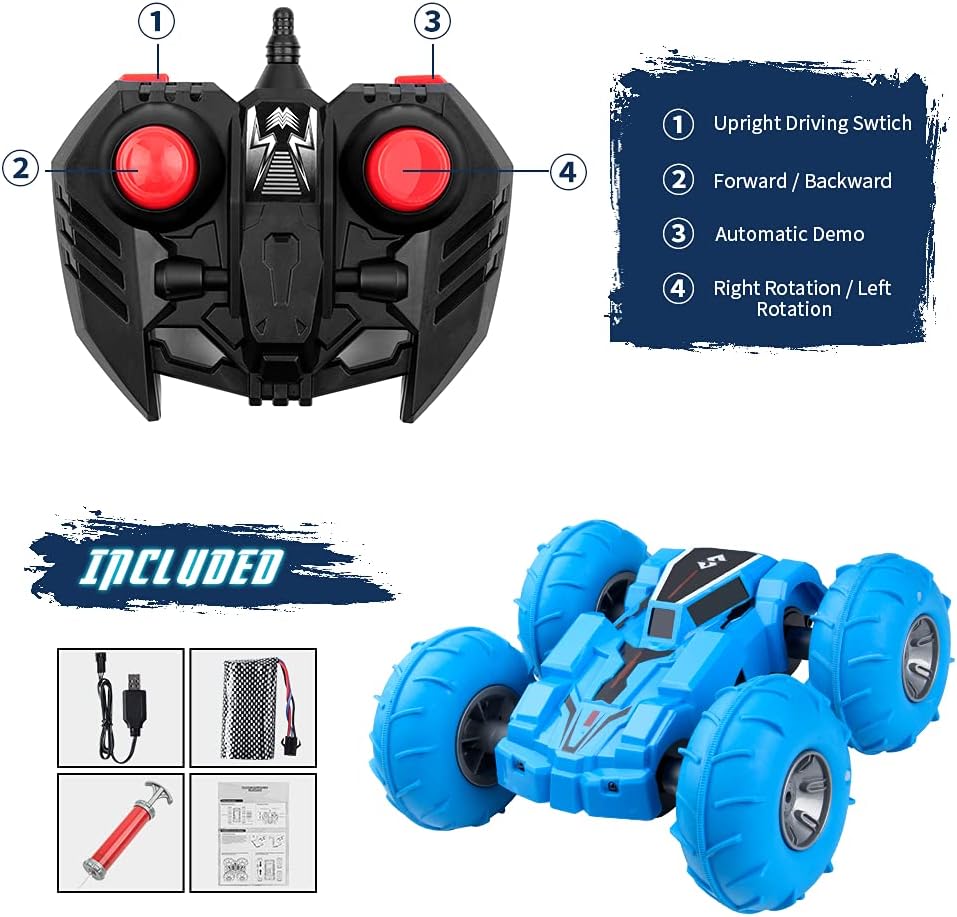AOPOY Remote Control Stunt Car, RC Stunt Car with Gyro Upright 360° Double Sided Flip, Offroad