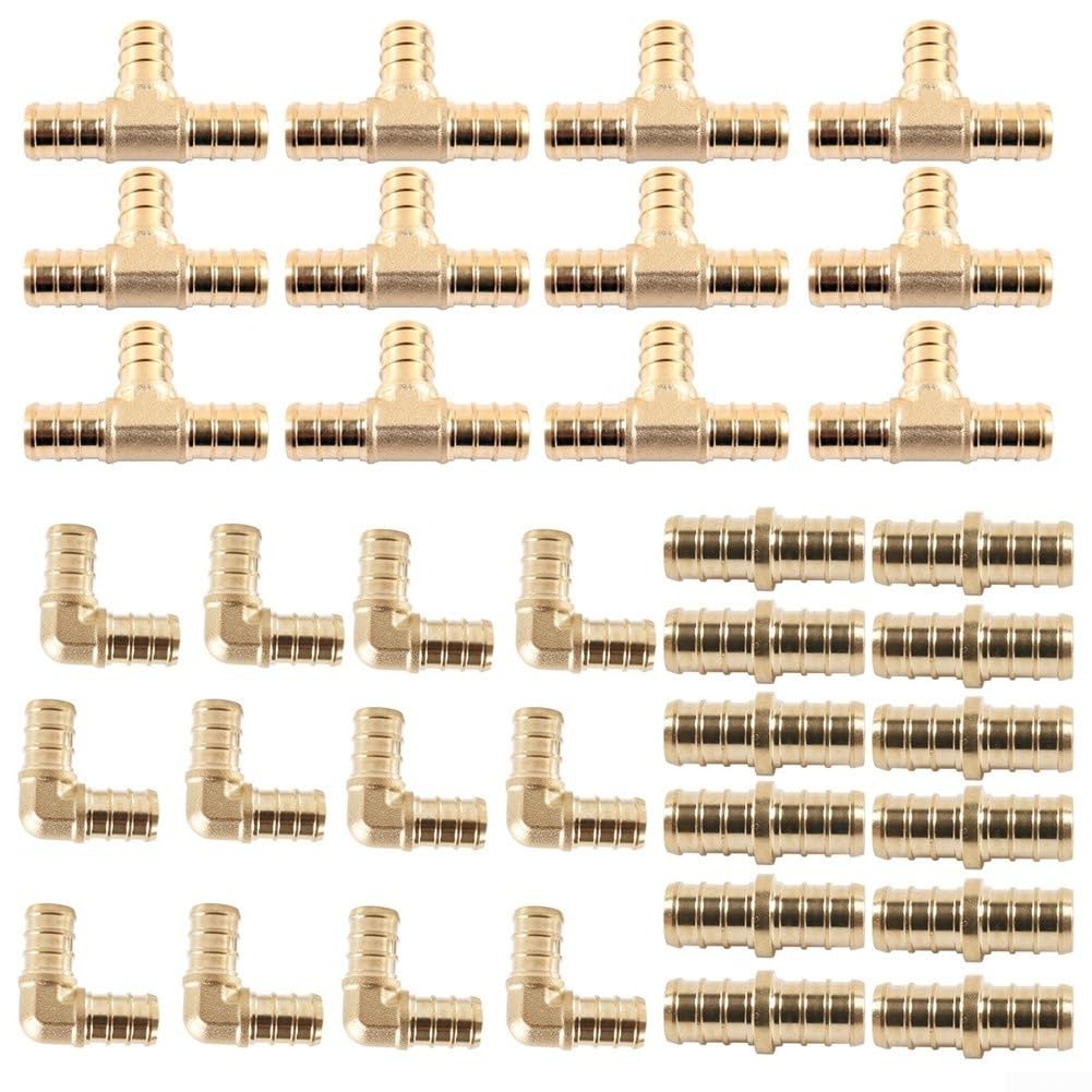 Kit de reparación de accesorios PEX de latón, 36 piezas, incluye herramientas de crimpado, abrazaderas de acero inoxidable y conectores chapados en níquel para fontanería PEX de 1,27 cm (B