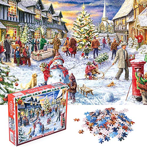 Jigsaw Puzzle 1000 Piece for Adult, LANIAKEA Christmas Snowman Celebration Puzzles, Puzzle Game for Christmas Toy Gifts