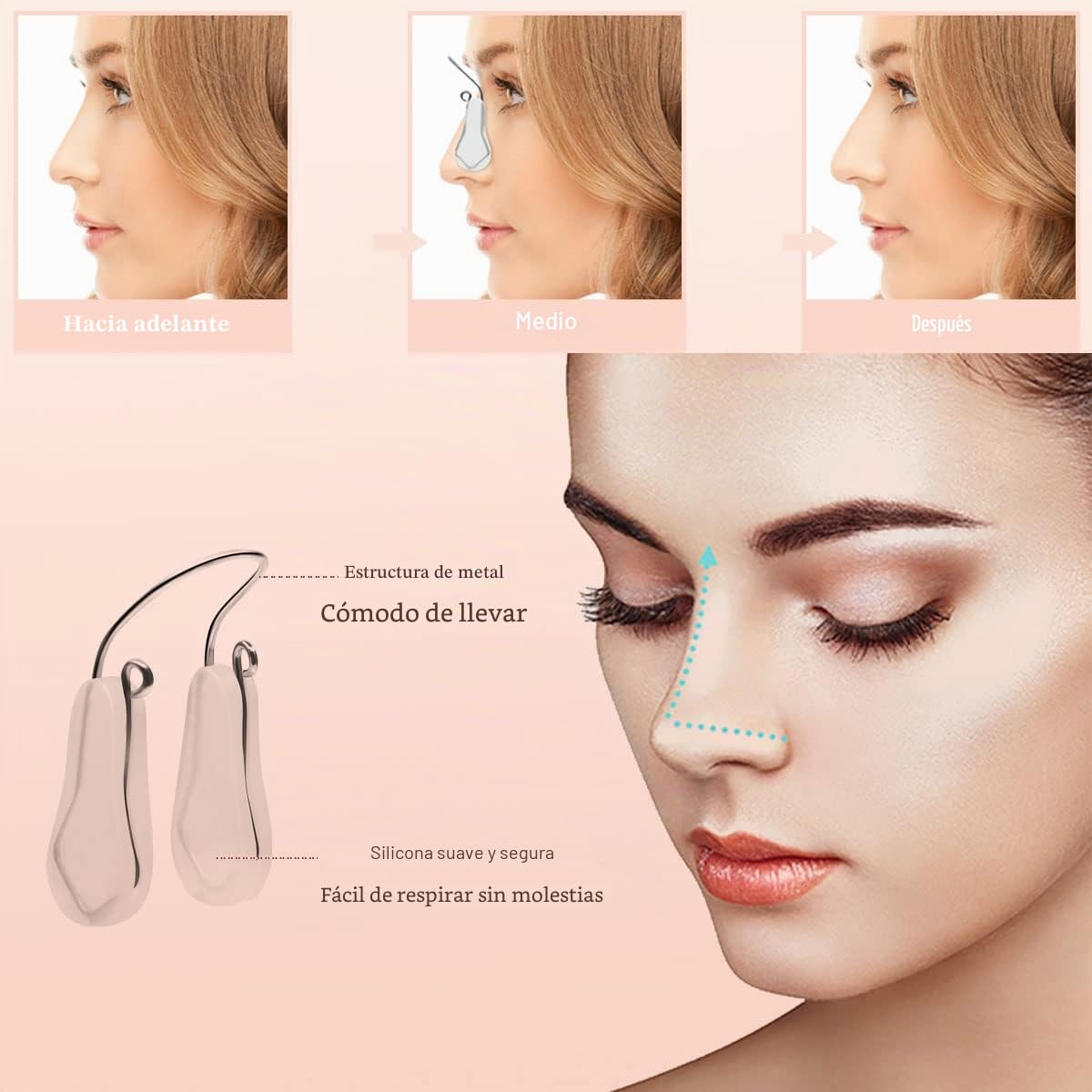 Clip Elevación Nariz TAIZER 6PCS Clip Moldeador Nariz Clip Elevación Belleza Nariz Elevación Enderezar Corrector Nariz Kit Moldeador Clip Moldeador Elevación Nariz Puente Nasal Enderezador Dispositivo