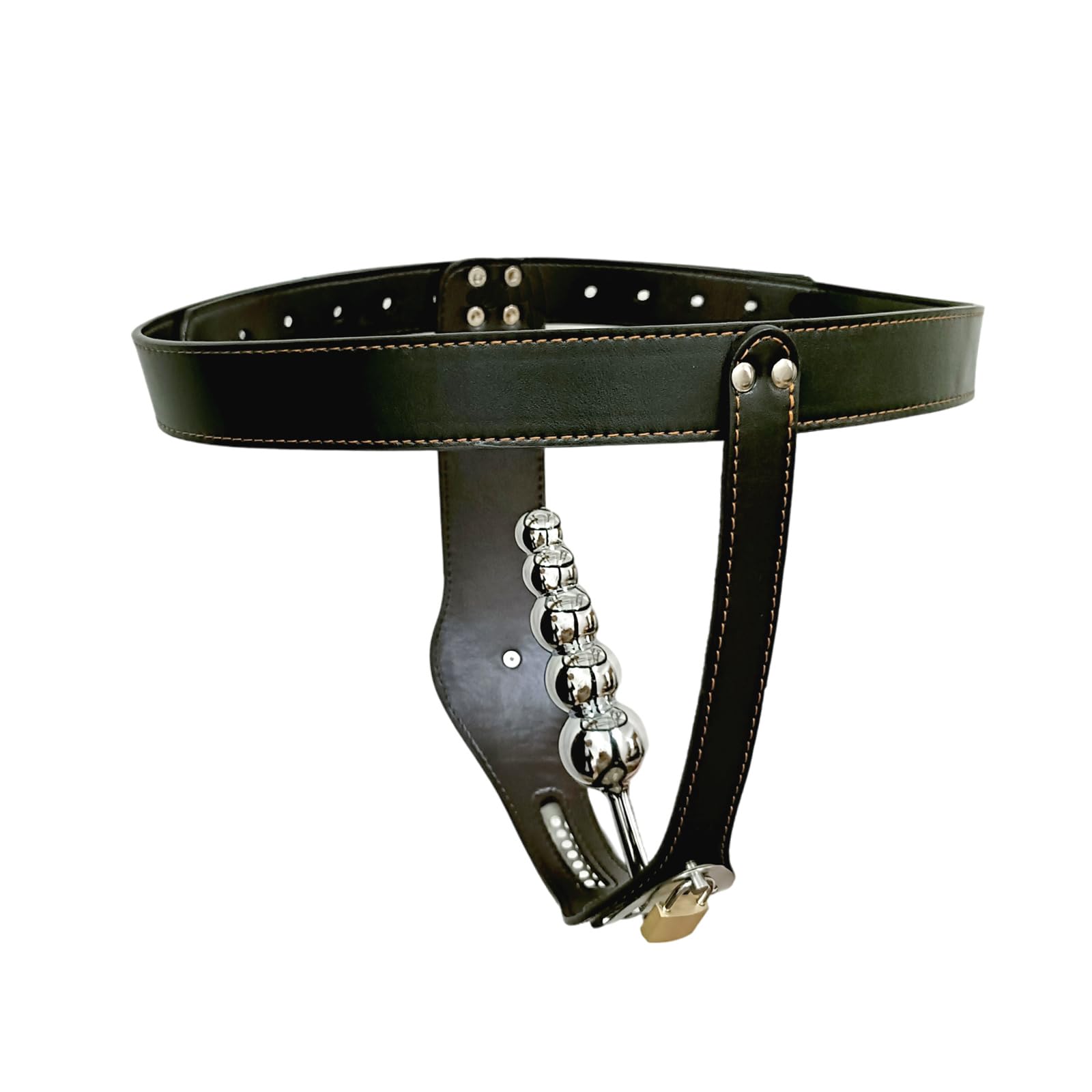 2024 Leicht Leder Keuschheitsgürtel Bondage Unterwäsche Erotische Kleidung mit Analkugeln Vaginal Plug Sklaven Einstellbar Keuschheits Chastity Belt BDSM Fesselspiele für Paare,Schwarz,D