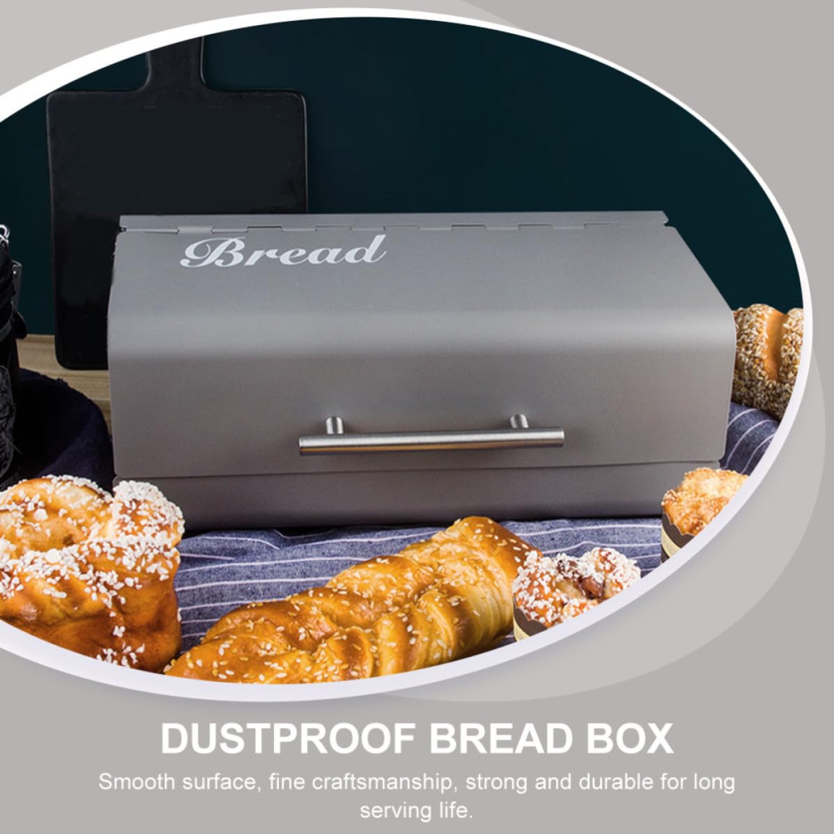 Hemobllo Caja para Pan para Guardar Pan y Refrigerios Estilo Europeo Tapa Creativa, Material Hierro Galvanizado y Plástico, Práctica y Resistente en Casa o Cafetería