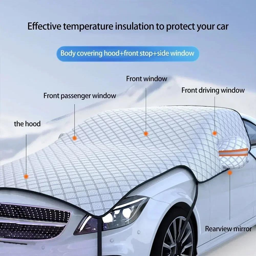 Couverture De Neige Voiture Pare-Brise Avant Couverture De Neige Couverture Antigel Couverture Anti-Gel Capot Moteur Hiver Bâche De Voiture Tissu Épaissi Bâche Pare Brise Protection