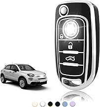 TOOMUME Coque Clé TPU, Etui Clé Étui Clé Adapté pour Fiat 500X Tipo Toro Argo Cronos Nuovo Doblo Egea Freedom Grazie Dodge Neon, Couvre Clef Cache Cle Voiture Telécommande - Flip Key