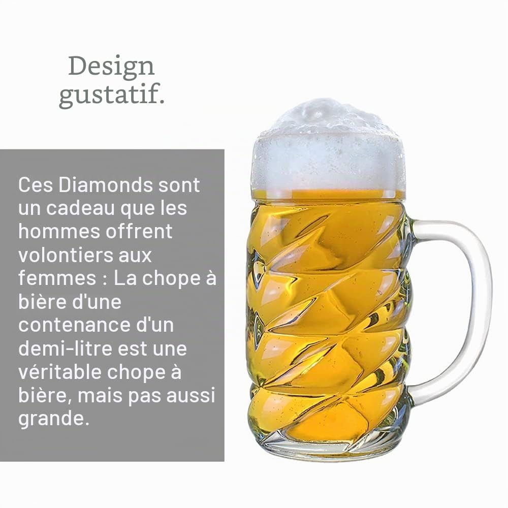 Stölzle Lausitz 5210052 Lot de 6 chopes à bière de la collection Kaiser 500 ml Passe au lave-vaisselle Dimensions : hauteur 13,4 cm Diamètre extérieur 9,5 cm