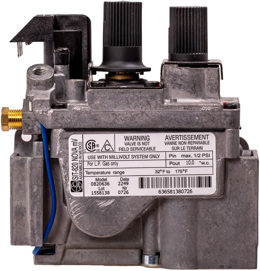 Monessen 14D0468 Monessen Hearth Replacement Vent-free Propane Millivolt Gas Valve SIT Nova 820 Series 0820636 Model Valve Number – OEM Replacement for Unvented Logs - Premium Aluminum Build