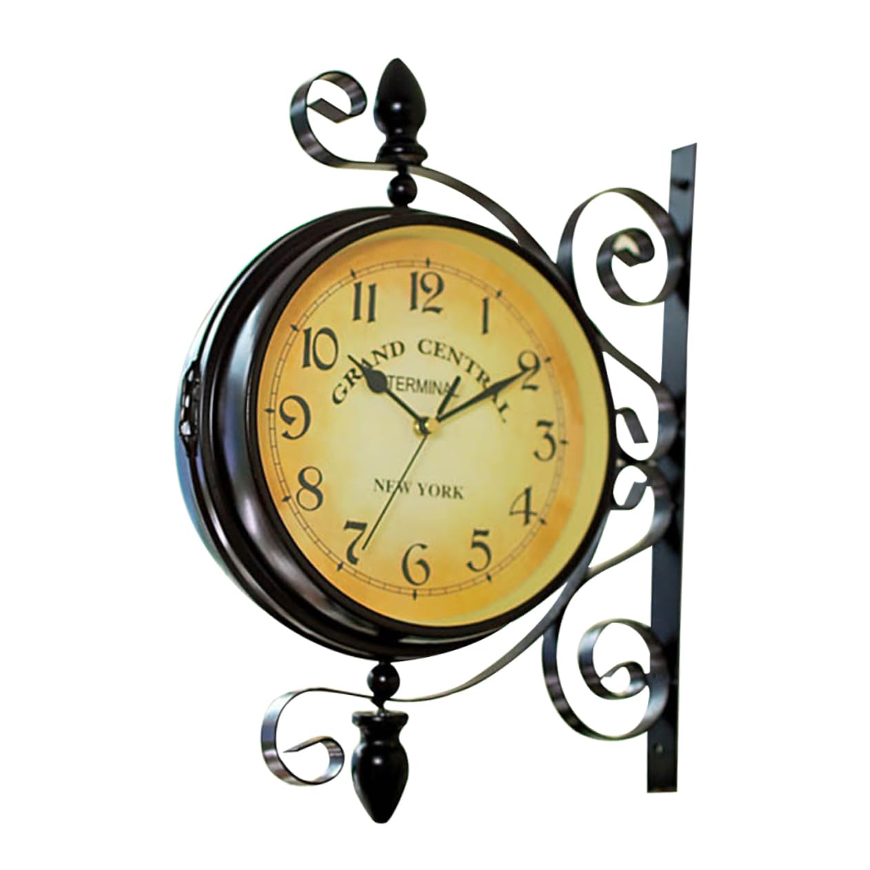 PRETYZOOM Doppelseitige Wanduhr Vintage aus Eisen Geräuschlos mit 360 Grad Drehung Antike Dekorative Zweiseitige Uhr für Wohnzimmer und Jubiläen