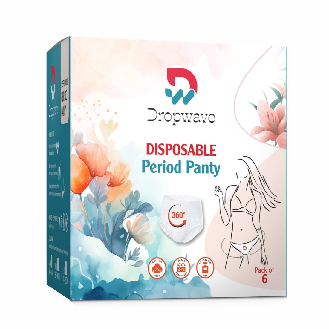 Dropwave® Disposable Period Panty for Women & Girls Leak Proof | L-XL | Pack of 6 | Maternity After Delivery Pads Protection for Heavy Flow, Silky Soft, Comfortable for New Moms 360° Coverage (B0D1QNCDW9) Amazon Price History, Amazon Price Tracker