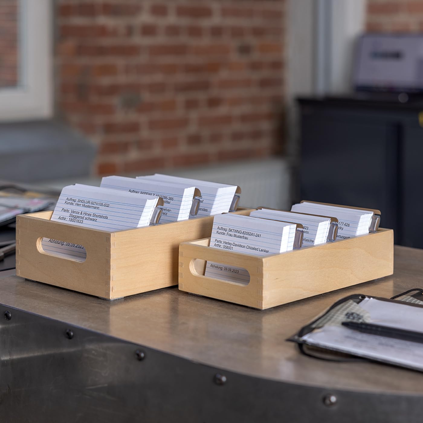 HAN Holz-Karteirog für 900 DIN A7 quer Karteikarten inkl. 1 Metallblattstütze, mit Beschriftungsfeld und Metallboden, FSC zertifiziertes Holz, hochwertige premium Qualität, 507-0, Naturholz