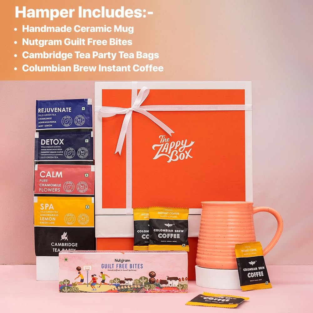 The Zappy Box Gift Hamper for Coffee Lovers with Ceramic Mug, Tea The Zappy Box Gift Hamper for Coffee Lovers with Ceramic Mug, Tea