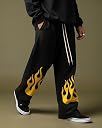 CLOTH N CODE Korean Black Loose Fit Printed Men's Track Pant | Comfortable Lounge Pants for Men | Blended Cotton Casual Joggers Waist 28-34 Inch | BTT195_BLK gallery image