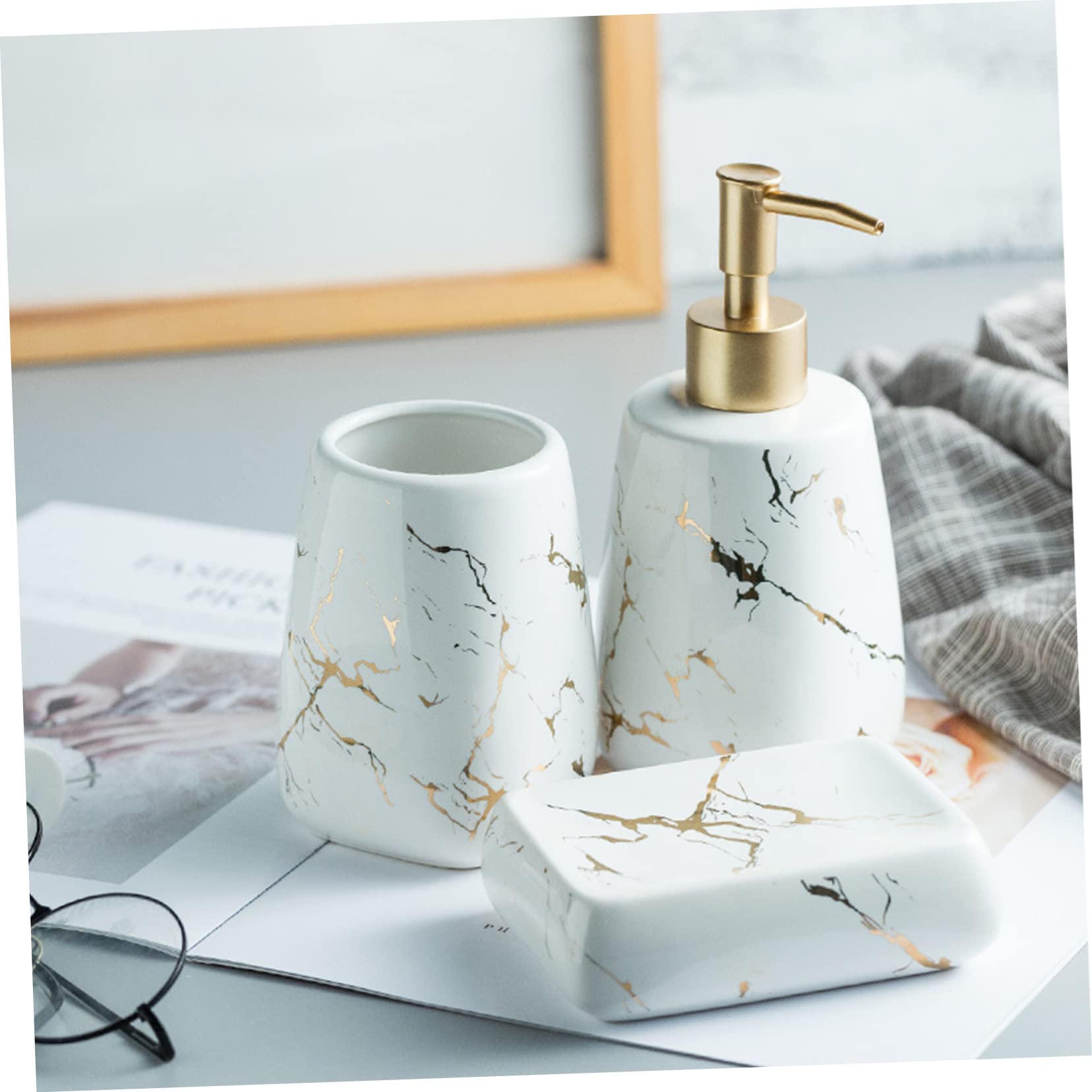 Juego de Accesorios de Baño de 3 Piezas en Cerámica Color Blanco