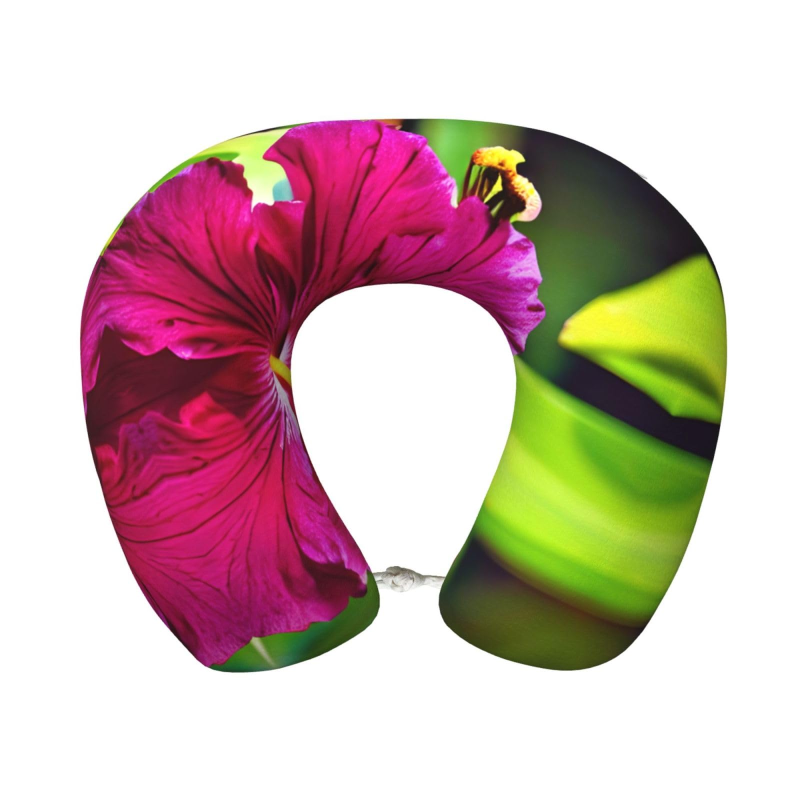 peiyeety Hibiscus Flower Print Custom U-Shaped Pillow,Memory Foam Cervical Neck Travel Pillow,for Home,Camping,Travelling