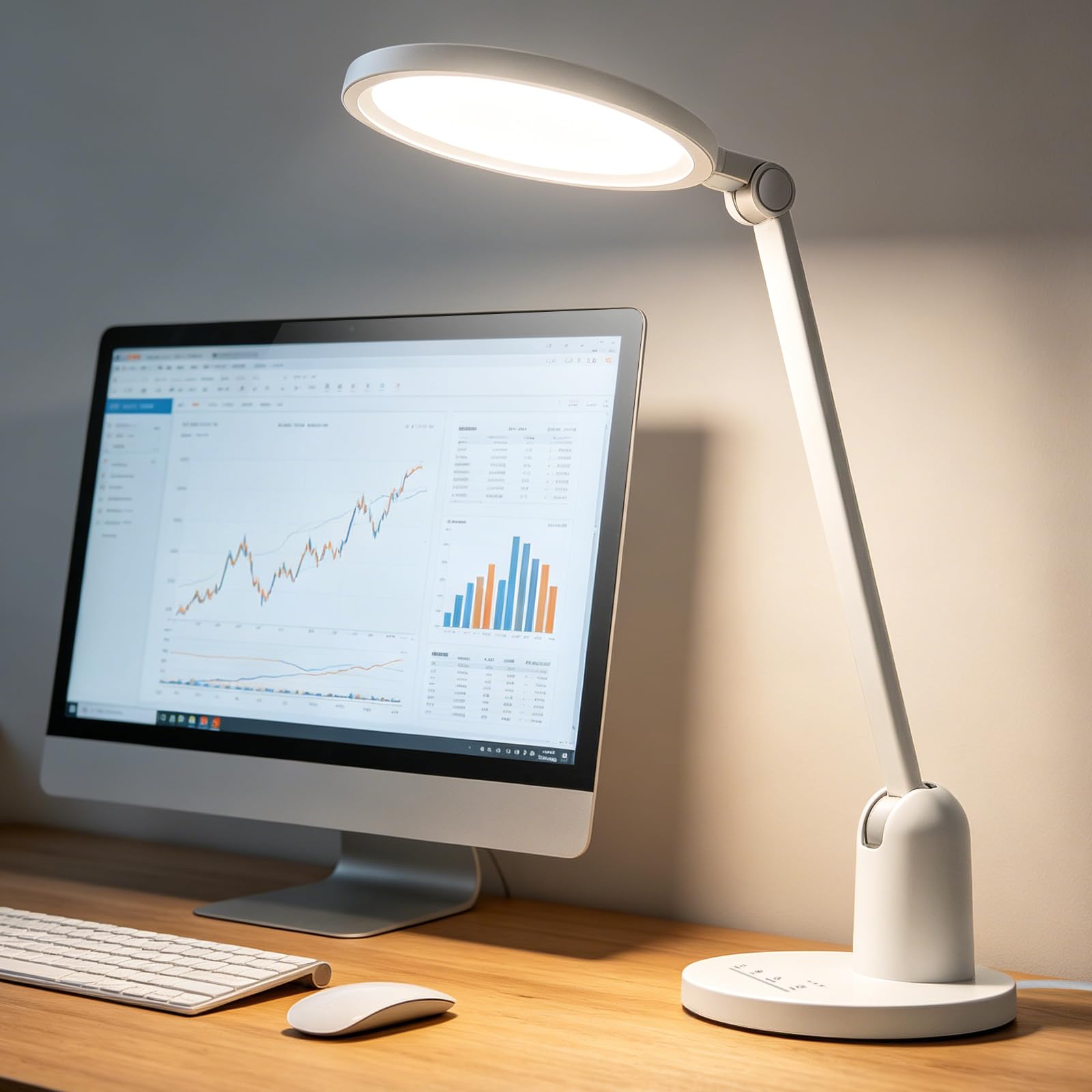 Coollamp Schreibtischlampe LED, Dimmbar Augenschutz Desk Lamp mit 3 Farbmodi, Touch Steuerung, Timer & Memory Tischlampen für Büroarbeit, Lesen, Basteln, Kinder (Weiß)