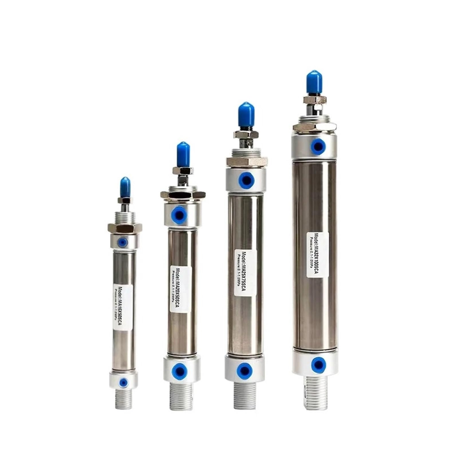 Cilindro neumático mini MA16/20/25/32/40 de acero inoxidable de doble efecto, cilindro de presión de aire de 25 a 500 mm de carrera.(100mm Stroke,25mm Bore)