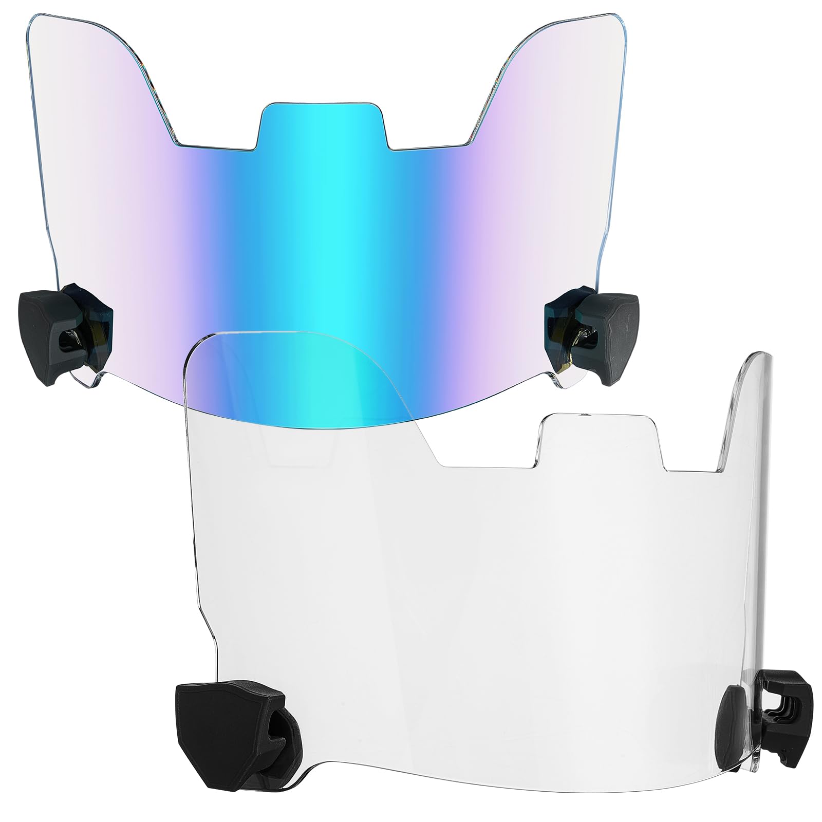 Xuhal 2 Pcs Football Visor for Youth Adult Football Helmet Visor Lacrosse Helmet Eye Shield Eye Protection for Sport(Clear and Electroplating Blue)