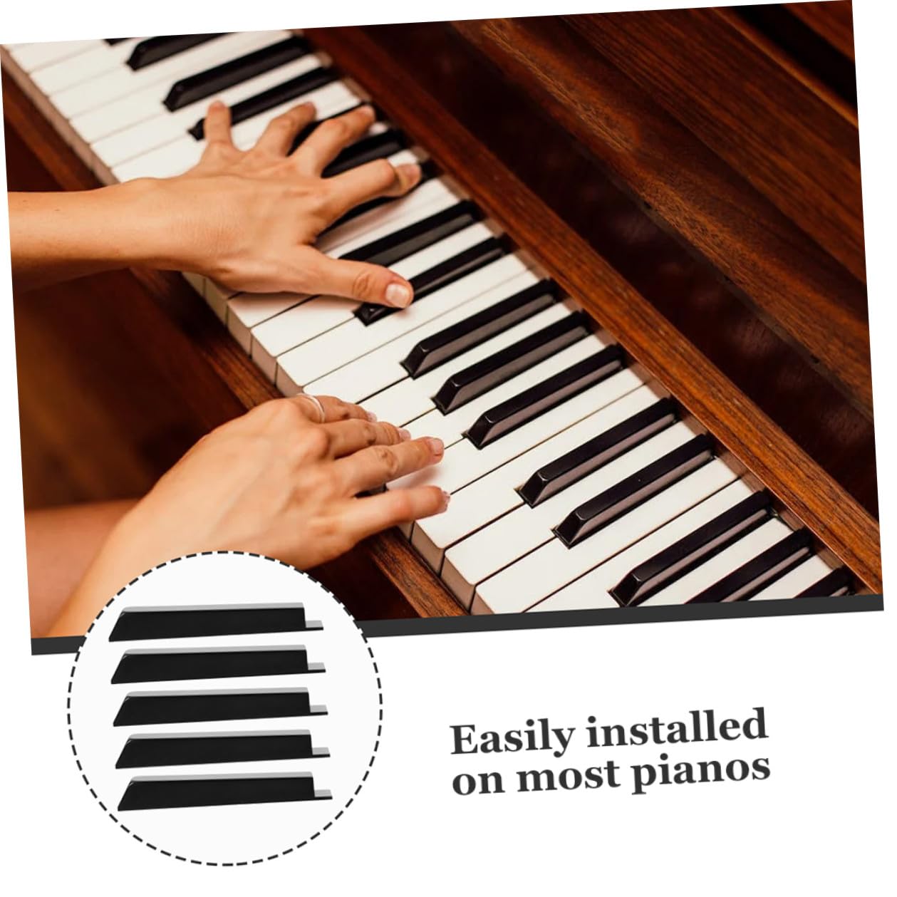 MAGICLULU Tapas de Teclas Negras para Uso Personal y Profesional 4 Piezas de Plástico Estructura Elegante E Iluminada de Piano