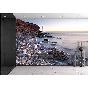 Wall26 Lighthouse On Beach Shore Canvas Art Wall Mural Decor 100 X144 Amazon Com