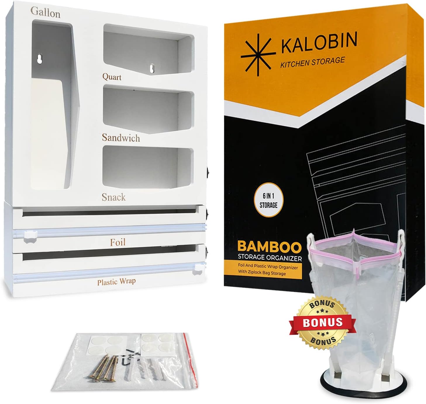 KALOBIN Ziplock bag organizer foil and wrap dispenser 6 in