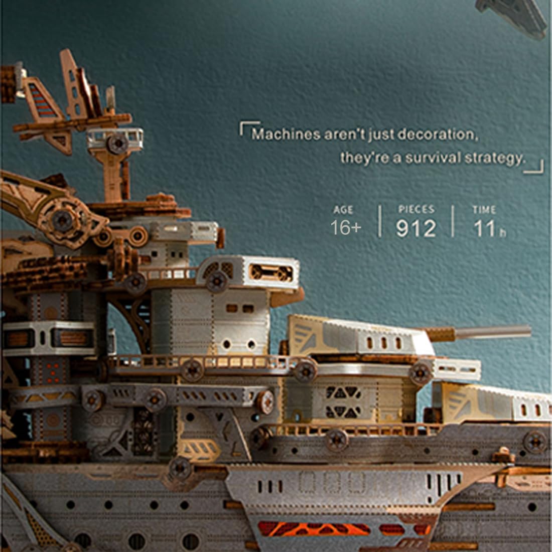 Dieselpunk Nave spaziale 3D in legno e carta, 912 pezzi, bianco