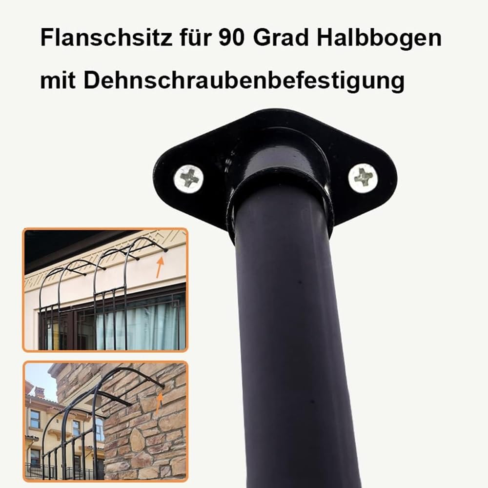 Weather-Resint Rosenbogen aus Metall, für Kletterpflanzen, halber Bogen, für den Außenbereich, 220–300 cm, Pera-Spalier, weiß, H für Rosen und Reben
