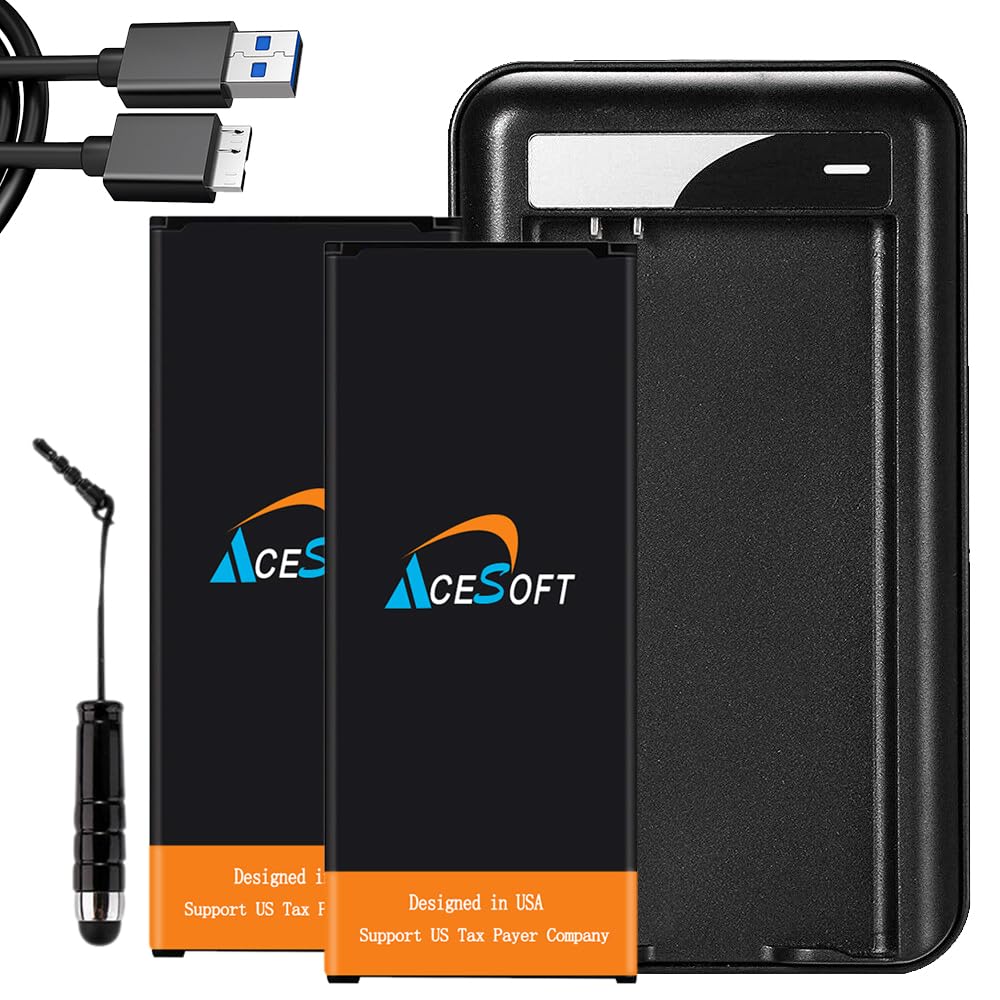 Boosting 2X 6190mAh Extended Slim Battery External Desktop Wall Charger USB Charging Cable Connector Stylus Compatible with Net10 Samsung Galaxy S5 LTE G900M Smartphone