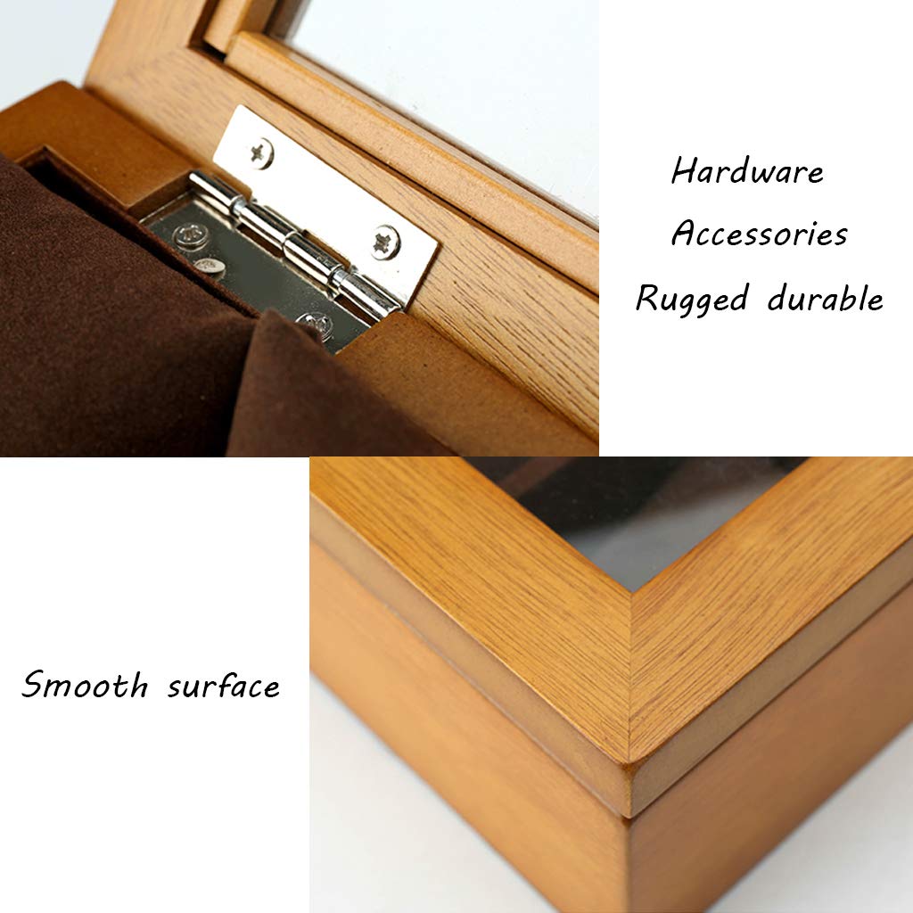 MUSUMI Caja de reloj Caja de almacenamiento de exhibición Caja de colección de joyas Soporte organizador con 12 almohadas de reloj extraíbles Hebilla de Metal con cerradura (Color de Madera)