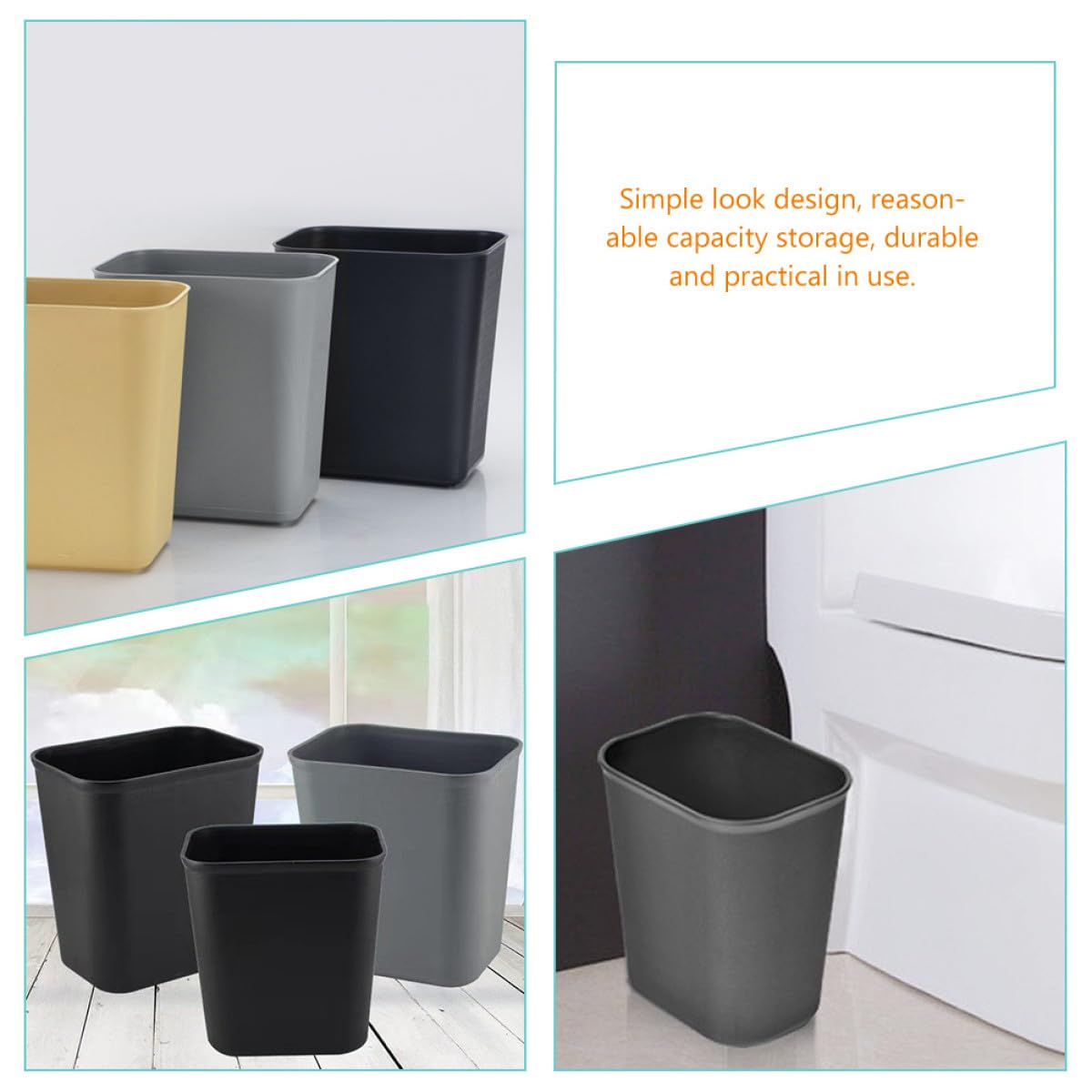 Outanaya Bidoni della Spazzatura Domestici Rettangolari in Plastica 8l Set da 2, Contenitori per Raccolta Rifiuti per Ufficio e Casa, Cestini per Carta e Rifiuti da Scrivania, Design
