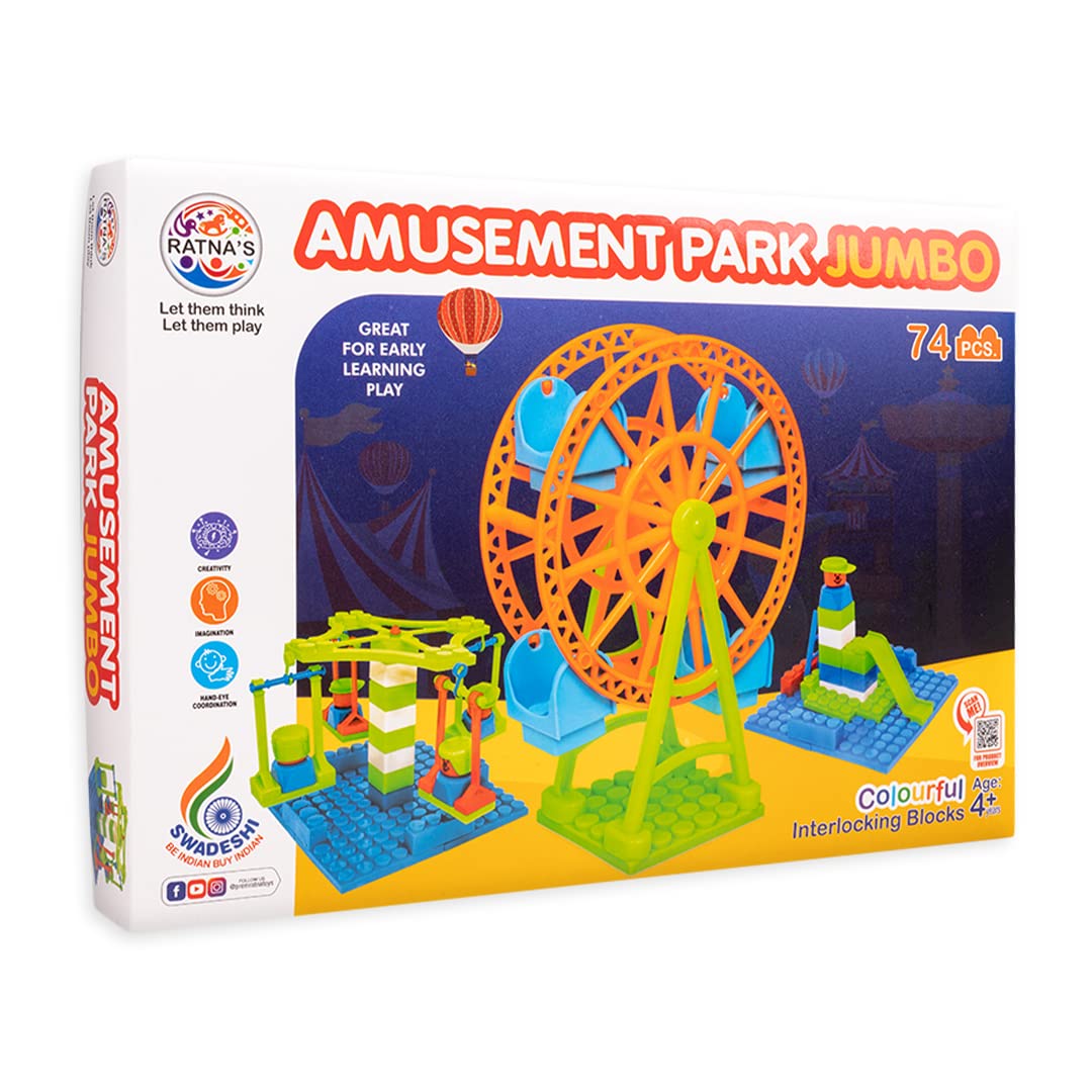 RATNAS Amusement Park Jumbo Plastic Building Blocks 74 Pieces for Kids (B09YYRW6GS) Amazon Price History, Amazon Price Tracker