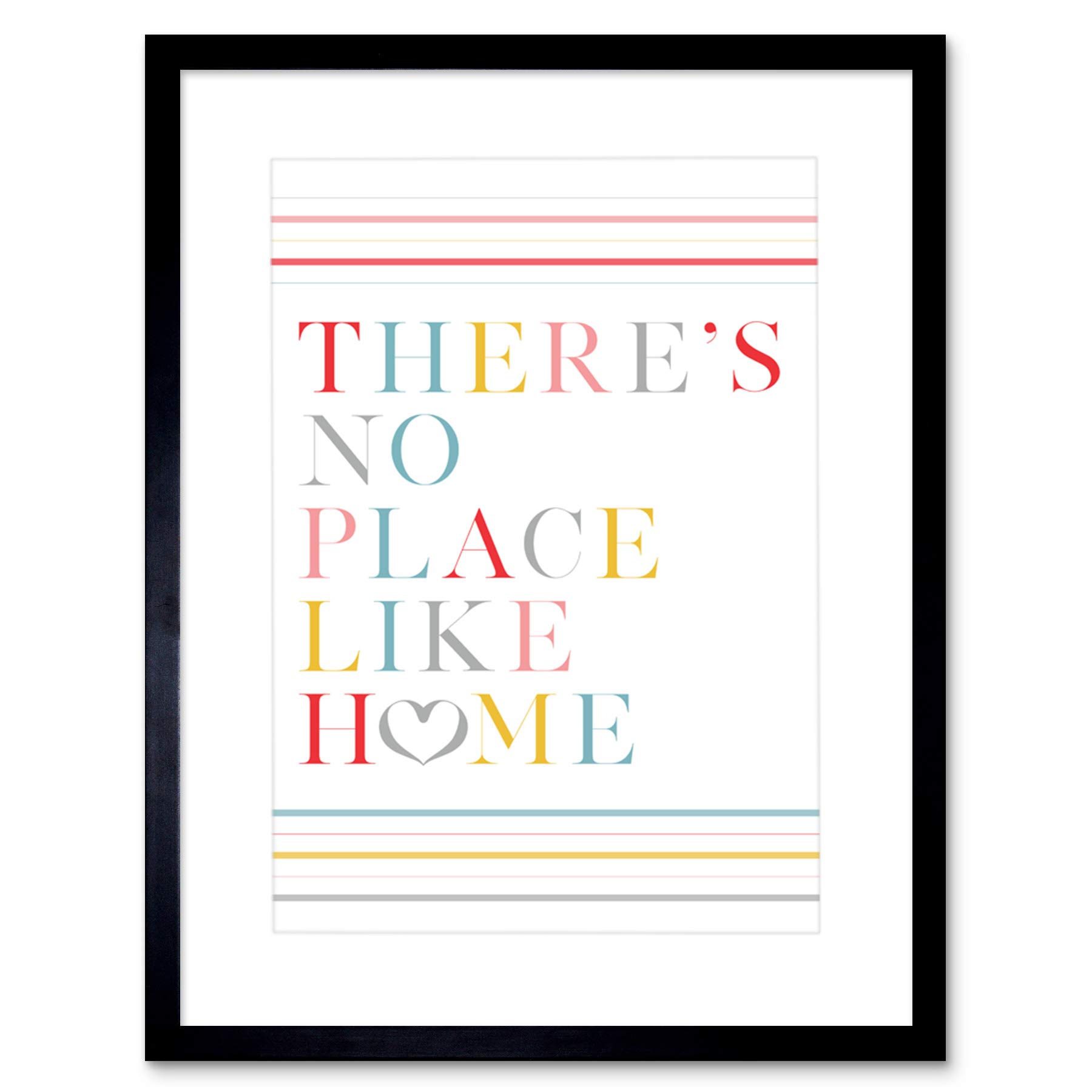 Wee Blue Coo No Place Like Home Love Heart Quote Artwork Framed Wall Art Print 12X16 Inch