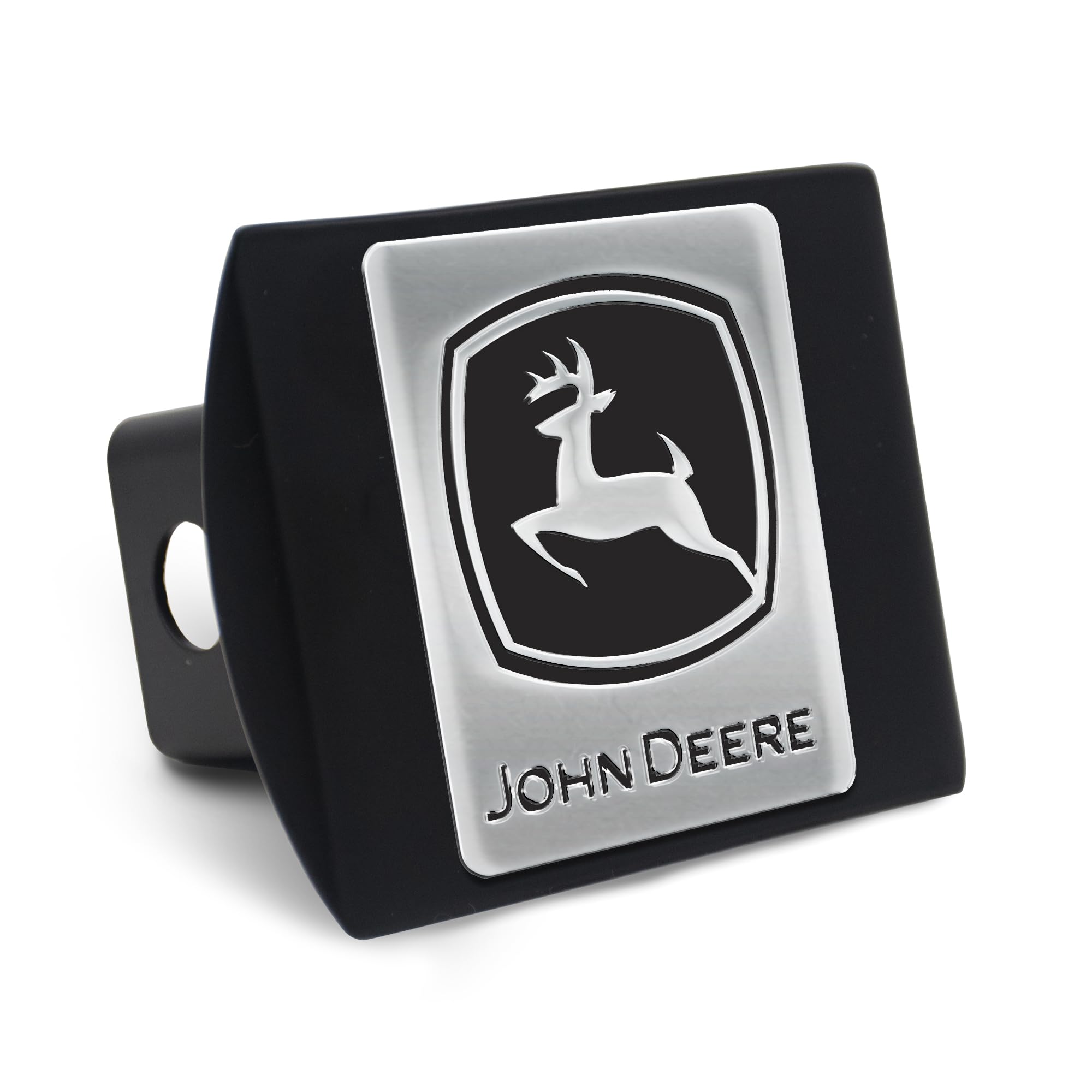 Hitch Cover- Metal Emblem John Deere Black