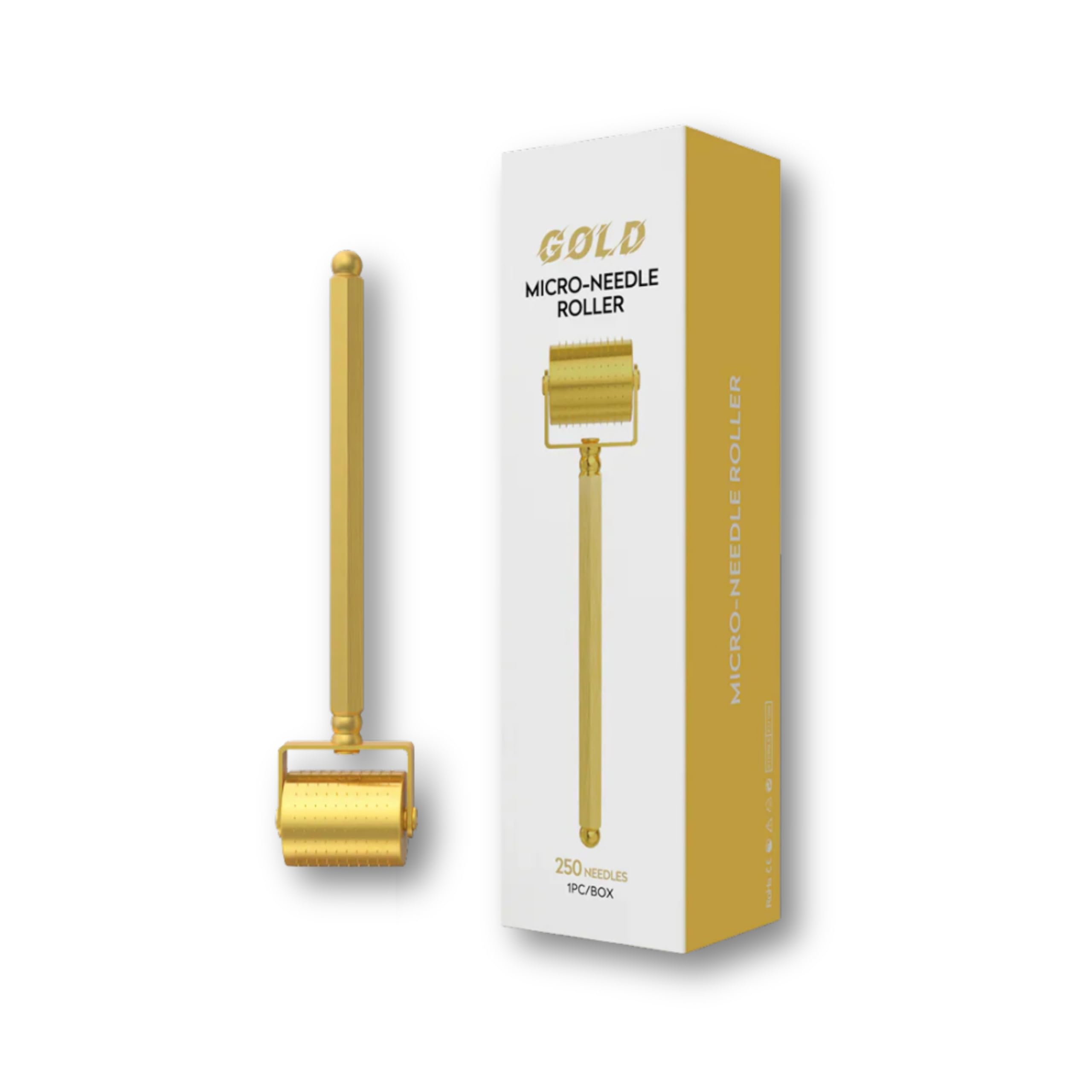Luxury 24K Gold-Plated Derma Roller - Titatium Microneedle Cosmetic Beauty Tool for Face Skin Care Beard and Home