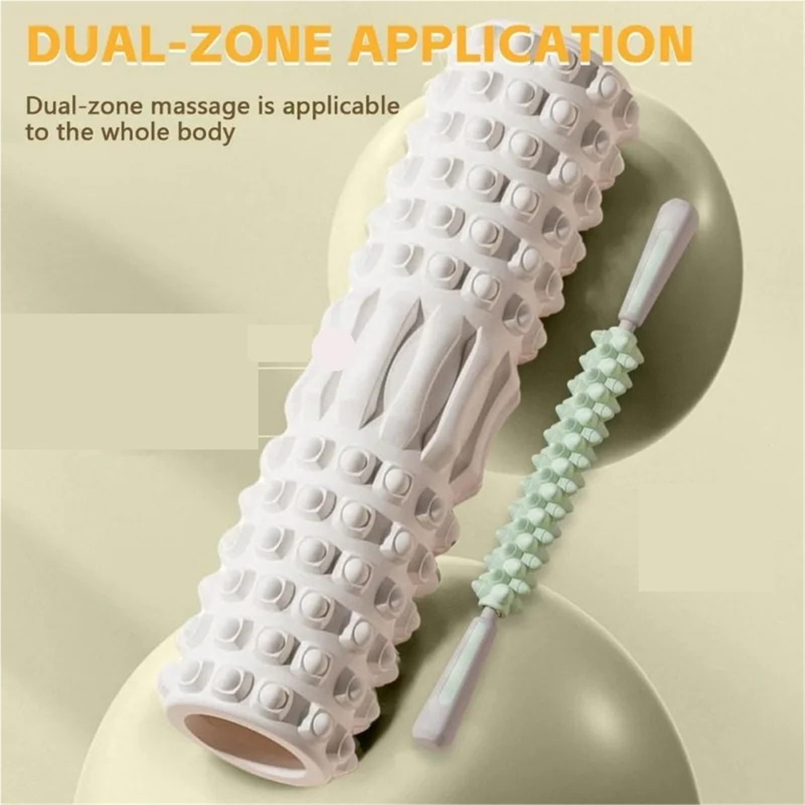 Rullo for massaggio muscolare in schiuma da 2 pezzi in for densità posteriore Muscolo Gambe Braccia for allenamento fitness Yoga Per Sport(White)