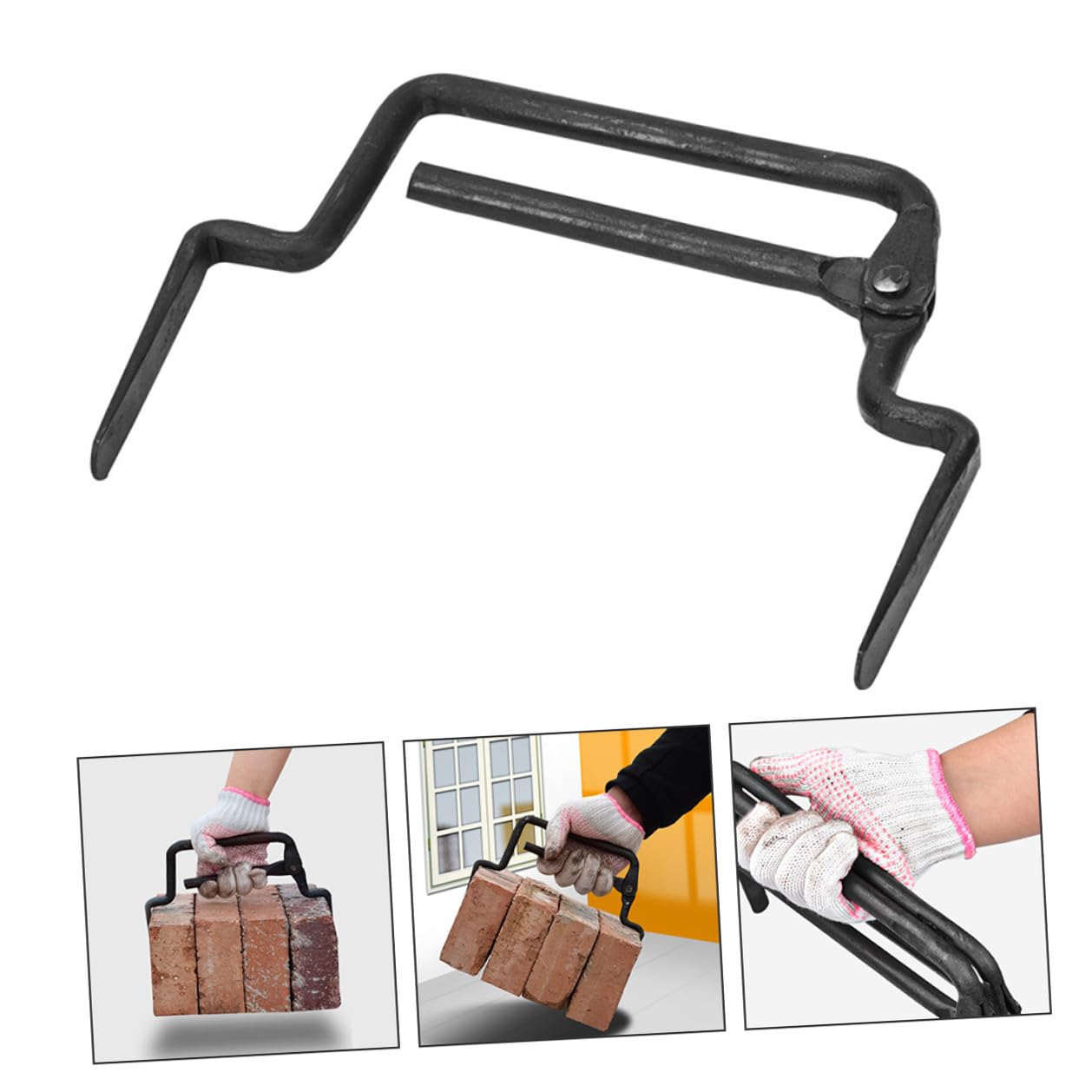 Pinza per Mattoni Regolabile in Acciaio 16Mm Morsetto per Trasporto e Sollevamento di 5 Blocchi Utensile Multifunzionale per Cantiere e Giardino