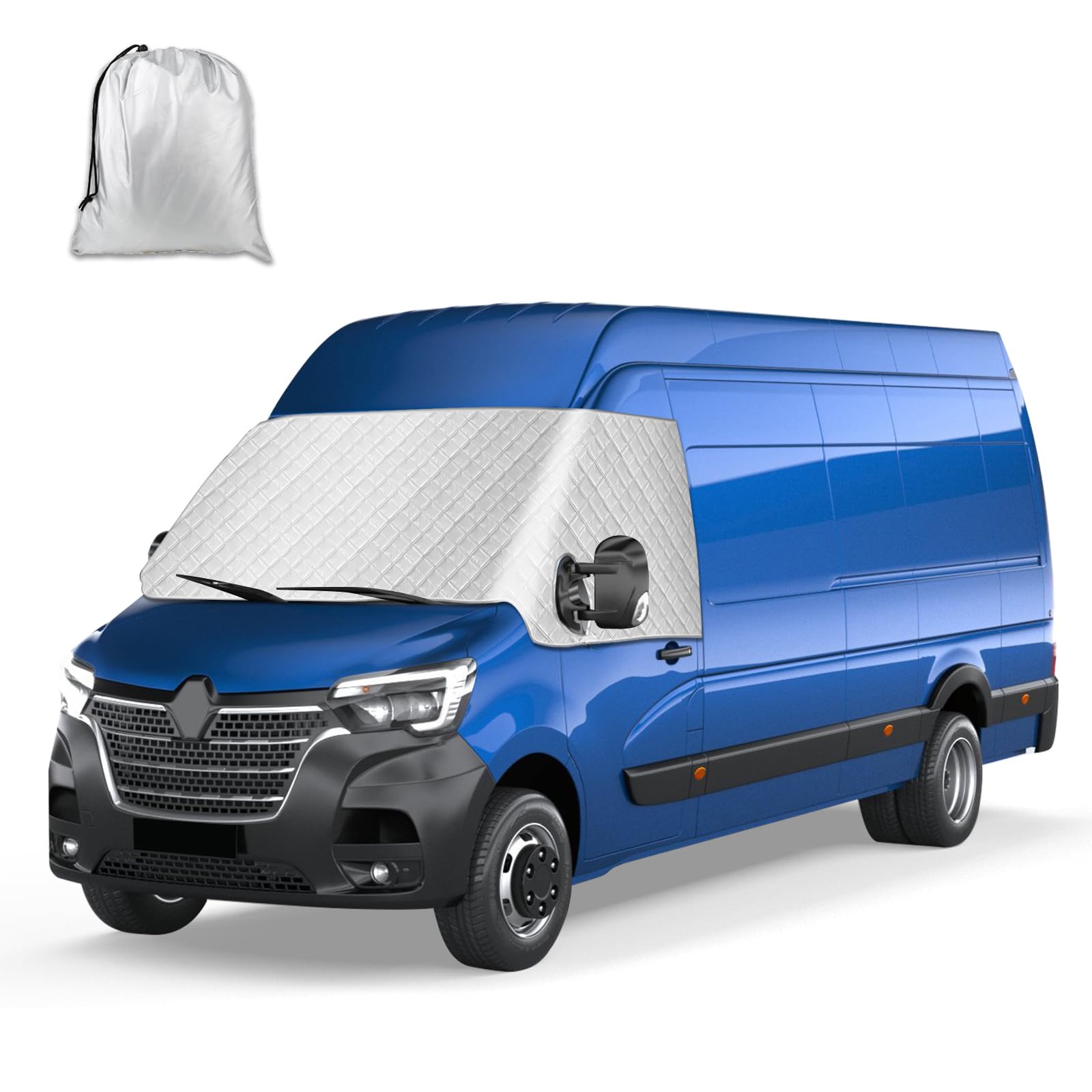 Housse de Pare-Brise Avant Compatible avec Renault Master 2010-2024 Opel Movano 2010-2021, Extérieur Pare-Soleil de Fenêtre Camping-Car Contre Soleil Neige Gel