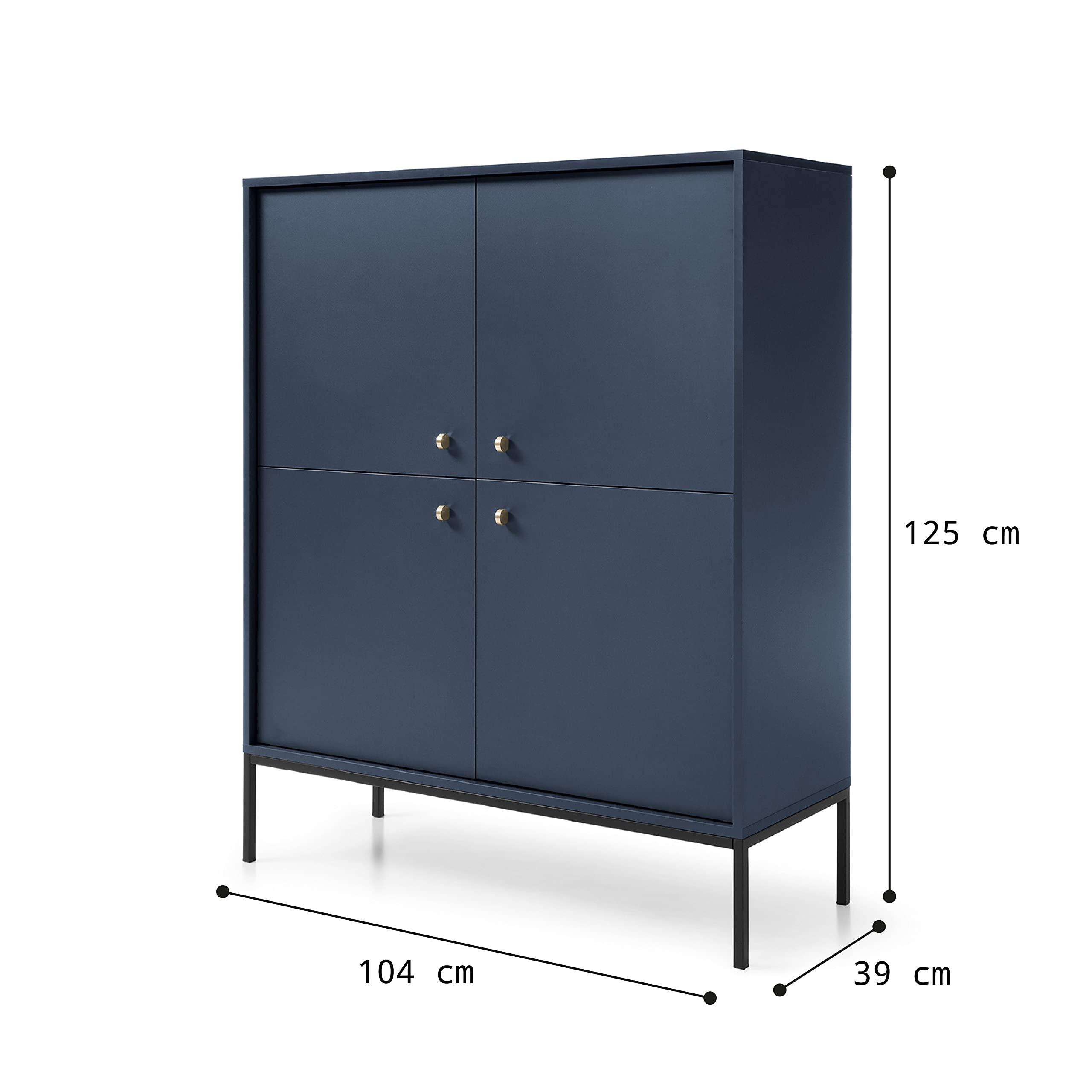 PIASKI Cassettiera 104 cm Tuta indiana, cassettiera da soggiorno, comoda con porte, mobili moderni, mobili con gambe