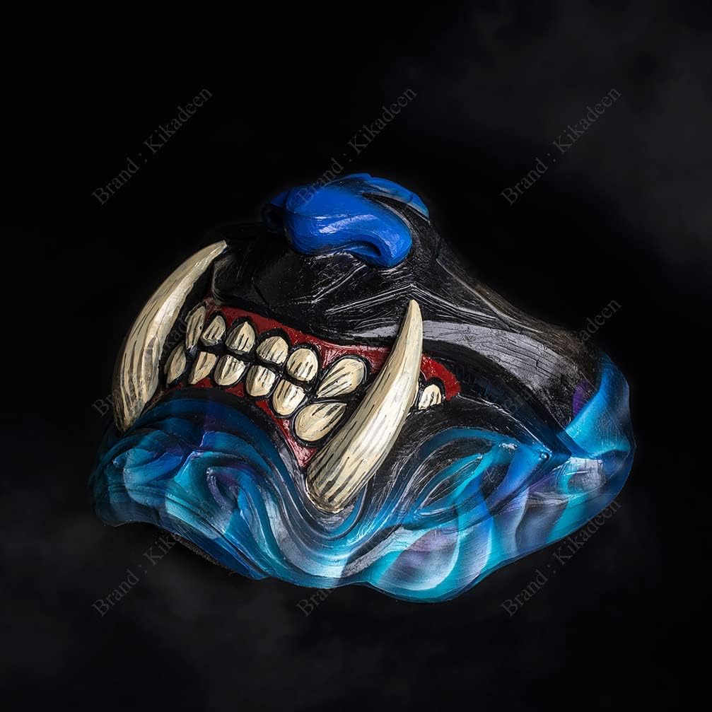 Samurai Airsoft Paintball Mask Oni Mempo Japanese Ronin Demon Noh for BB Gun Blue Joker KK35