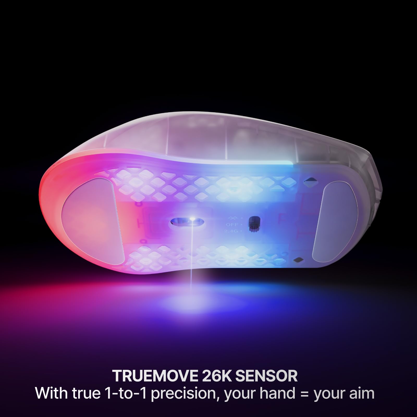 SteelSeries Aerox 3 Wireless Gen 2 - Mouse da gioco super leggero da 68 g, polling 4K, sensore ottico 26K DPI, batteria 200 ore, resistente all'acqua IP54, durata del clic 80 m, RGB, piedini in PTFE