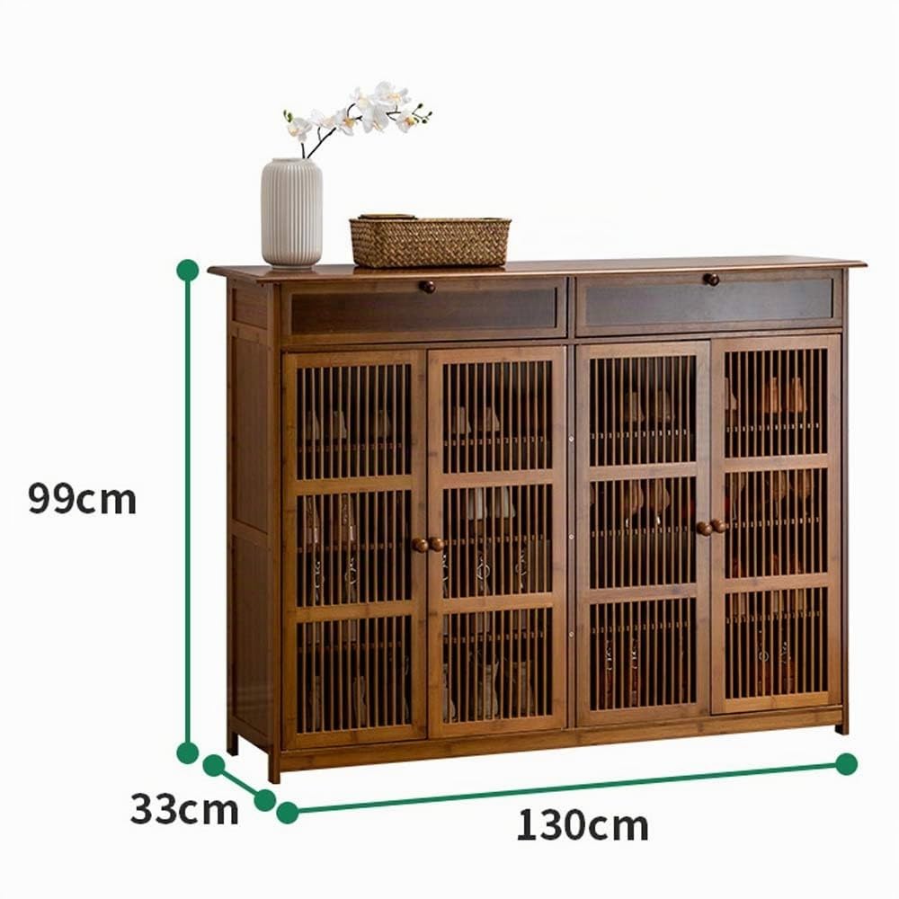 Mueble Zapatero De Bambú, Armario De Zapatos De 4 Pisos Independiente, con 2 Cajones Desplegables, Adecuado para Pasillos, Vestíbulos, 130 X 33 X 99cm
