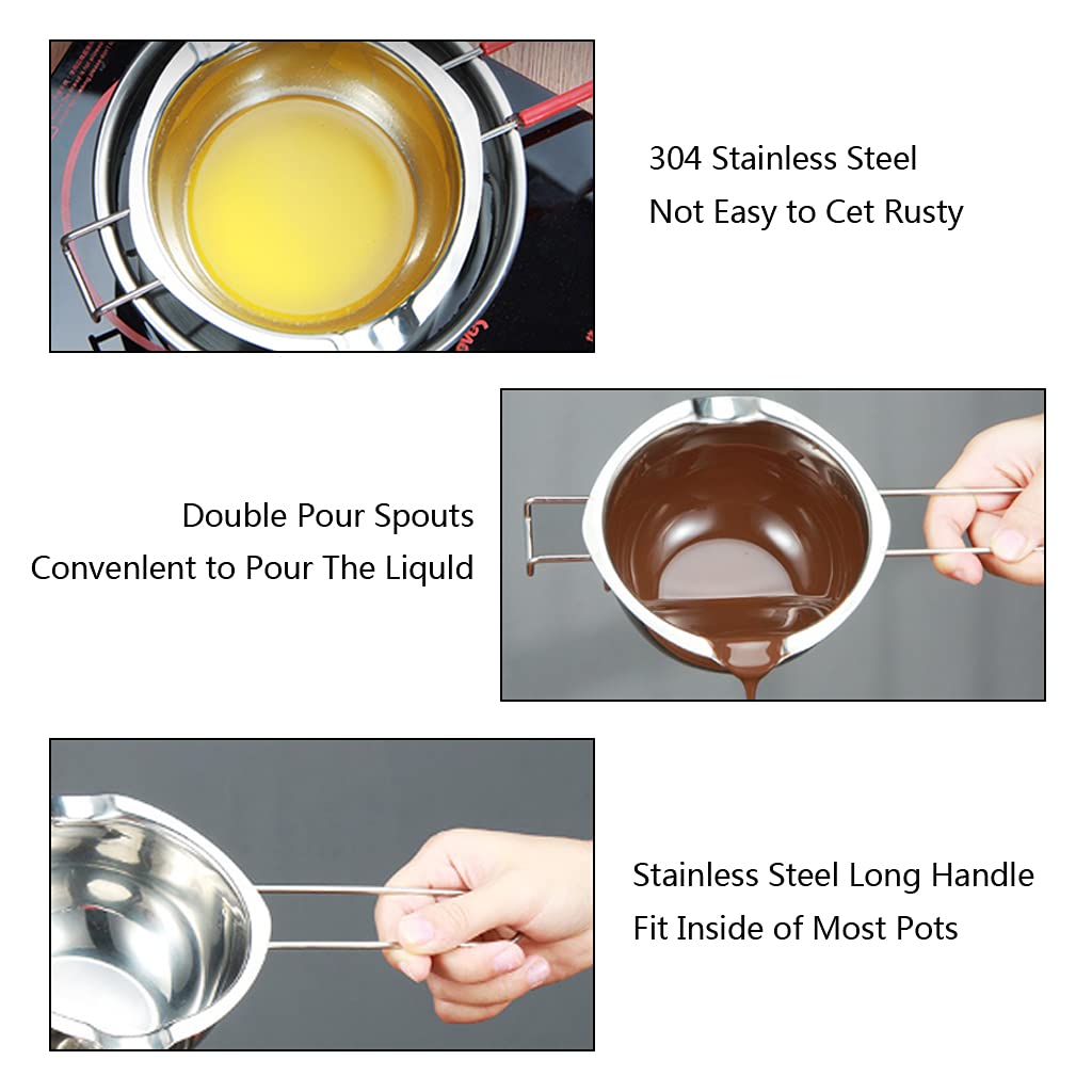 Double Boiler Melting Pots With Spatula Stainless Steel Pot For Butter For Chocolate Candy Butter Cheese Caramels Candle