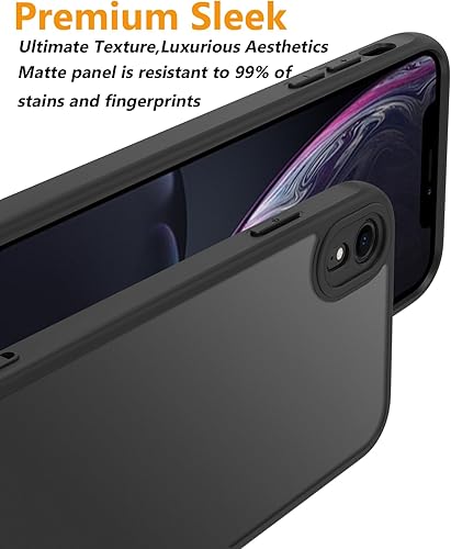 Miniatura 5 de Funda translúcida mate para iPhone XR, protección contra caídas de grado militar de 10 pies delgada y duradera a prueba de golpes (negro, iPhone XR)