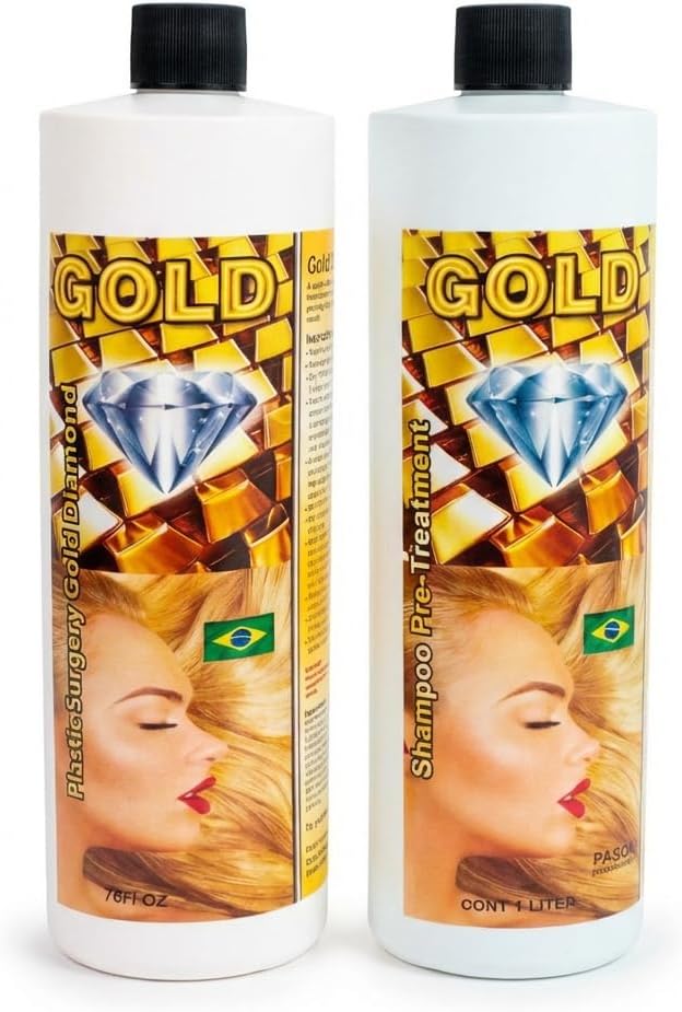 Cirugia Capilar Gold Diamond Brillo de Oro Brazilian Hair Treatment + Shampoo (32 oz) Surgery Capilar Natural