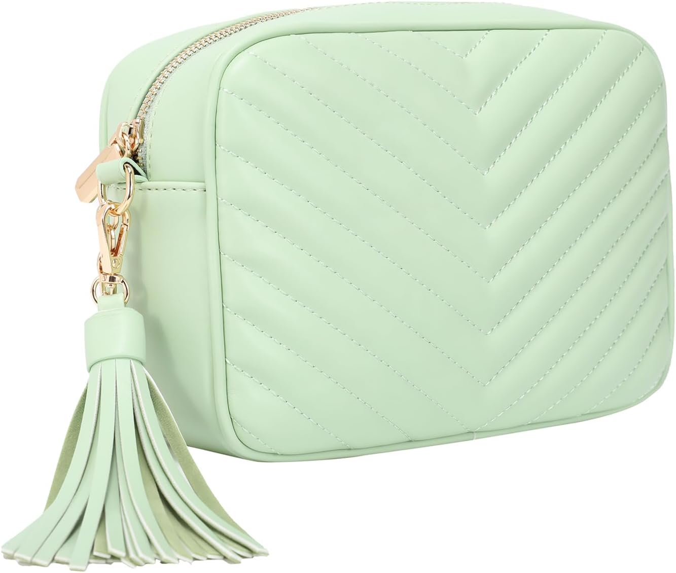 Daisy Rose Quilted Shoulder Cross Body Bag & Detachable Tassel, PU Vegan Leather