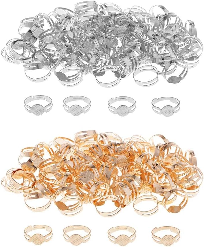 Enakshi® 100 Pieces Adjustable Ring Blank Cabochon Bezel Base Settings Tray Gold|Crafts | Beads & Jewelry Making | Jewelry Findings | Ring Blanks & Ring Bases