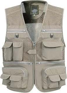 Alloaone Men Spring Autumn Thin Breathable Multi Pocket Waistcoat Baggy Vest With Many Pockets