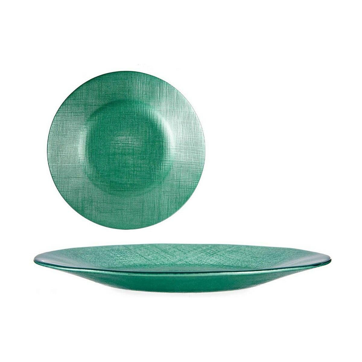 Vivalto Plato Llano Verde Vidrio 6 Unidades (21 x 2 x 21 cm)