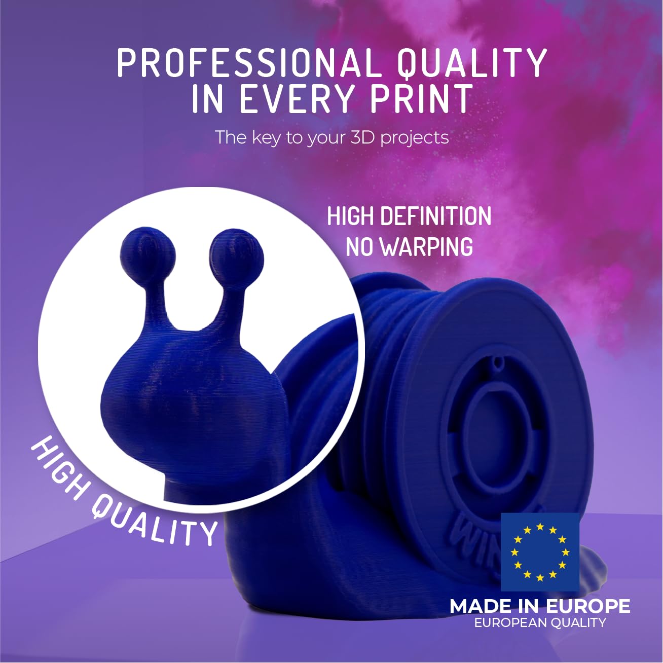 WINKLE Filament PLA HD Royal Blue | Filament do Drukarki 3D 1,75 mm 300 g | Niebieski | Kompatybilny ze Wszystkimi Drukarkami 3D, Dokładność Wymiarowa, Cewka 300g