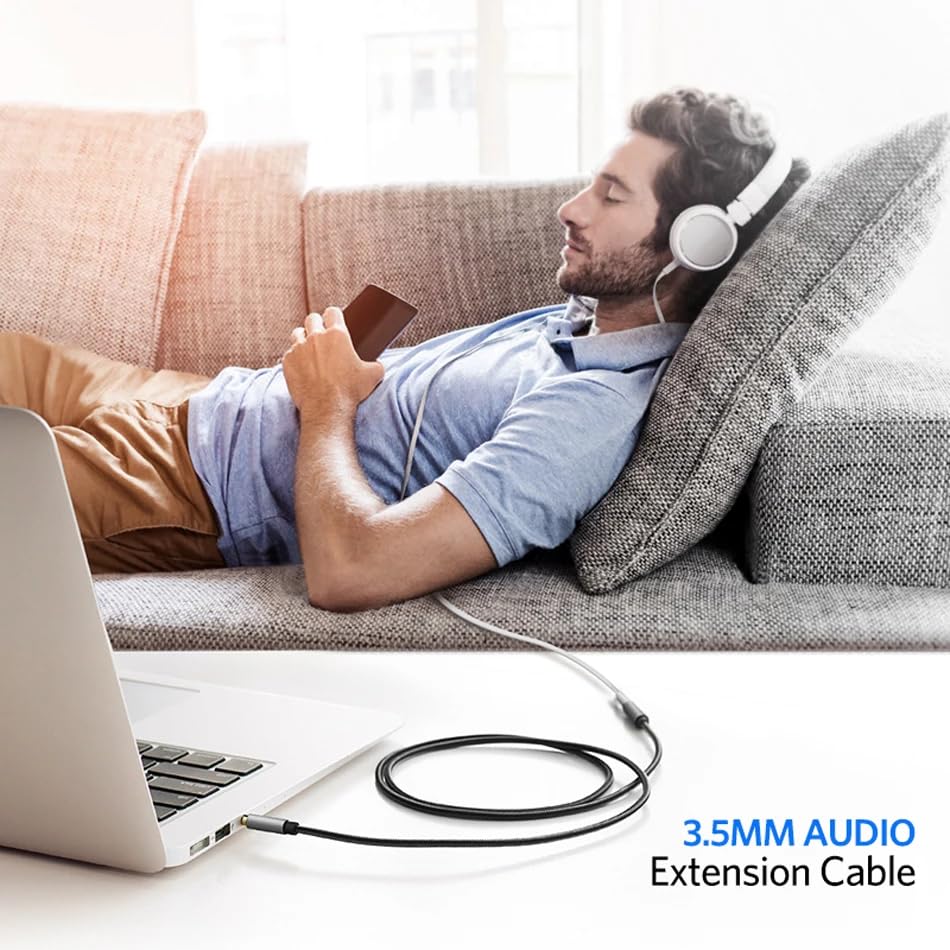 CABLEPELADO Cavo prolunga jack 3,5 mm TRRS 4 pin, maschio a maschio, compatibile con Auxiliar per Auto, Caschi, PS5, Xbox, lettore DVD, altoparlante, PC, TV, nylon intrecciato, 0,50 metri