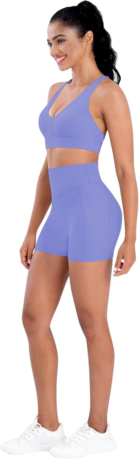 Sunzel Hidden Butt Lifting Scrunch 4 Inch Biker Shorts with Pocket Women No Front Seam High Waist Tummy Control Yoga Shorts - Image 9